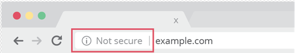 A browser address bar showing Chrome's “Not secure” warning next to a website's URL.