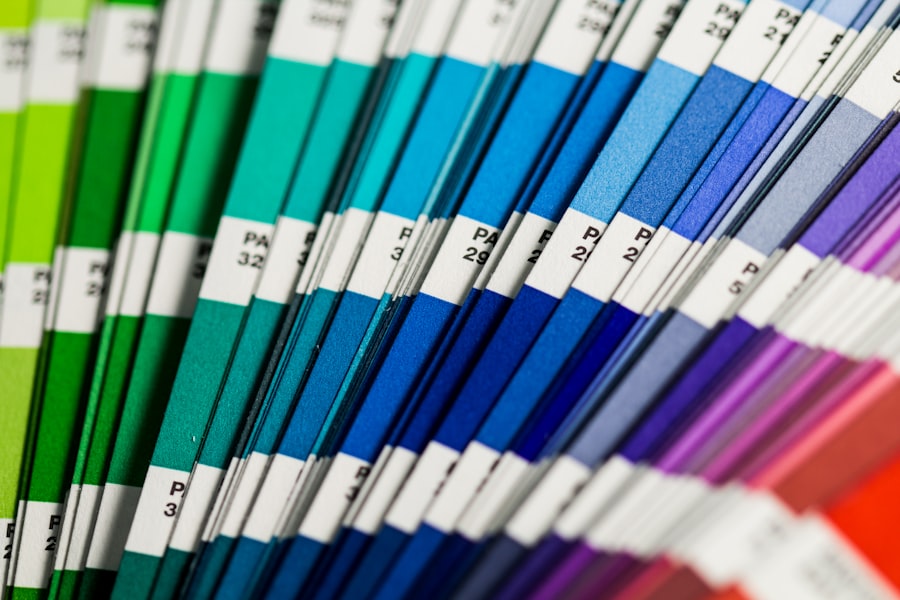 Blocks of blue, white, green and red textile